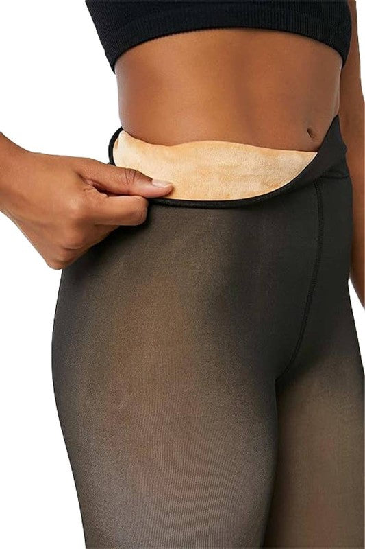 Cozy Illusion Sheer Fleece Pantyhose