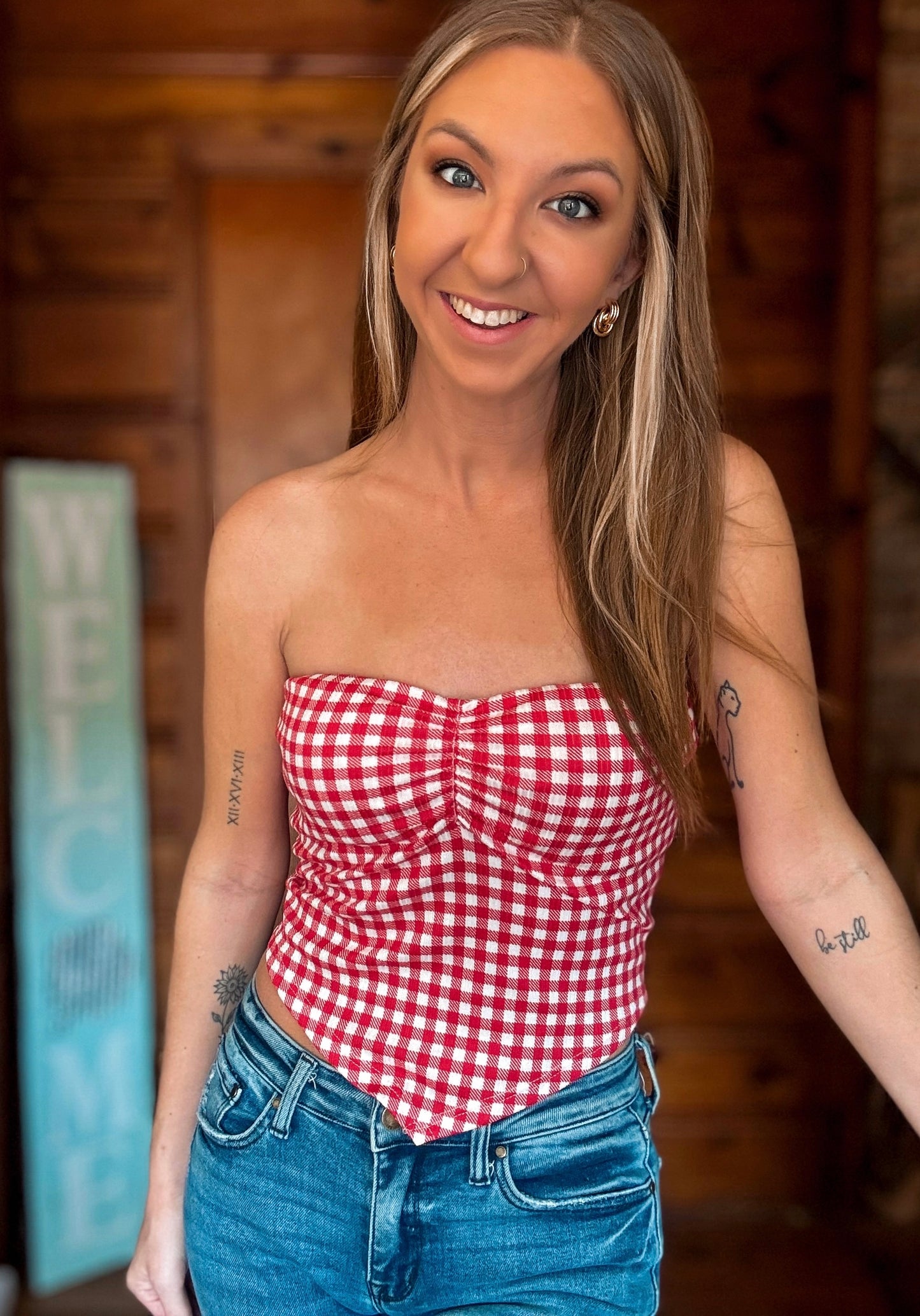 The Cherry Check Top