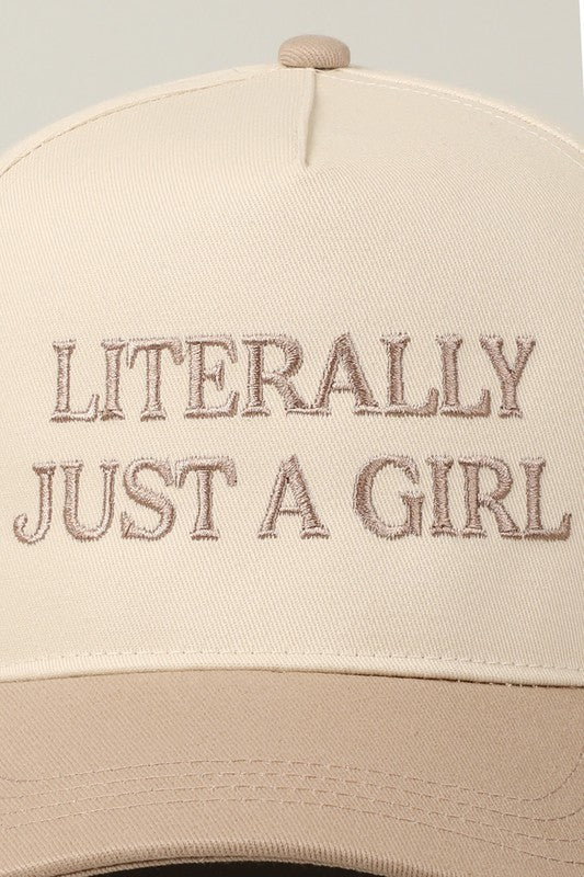 "Literally Just A Girl" Two-Tone Trucker Hat Snap Back