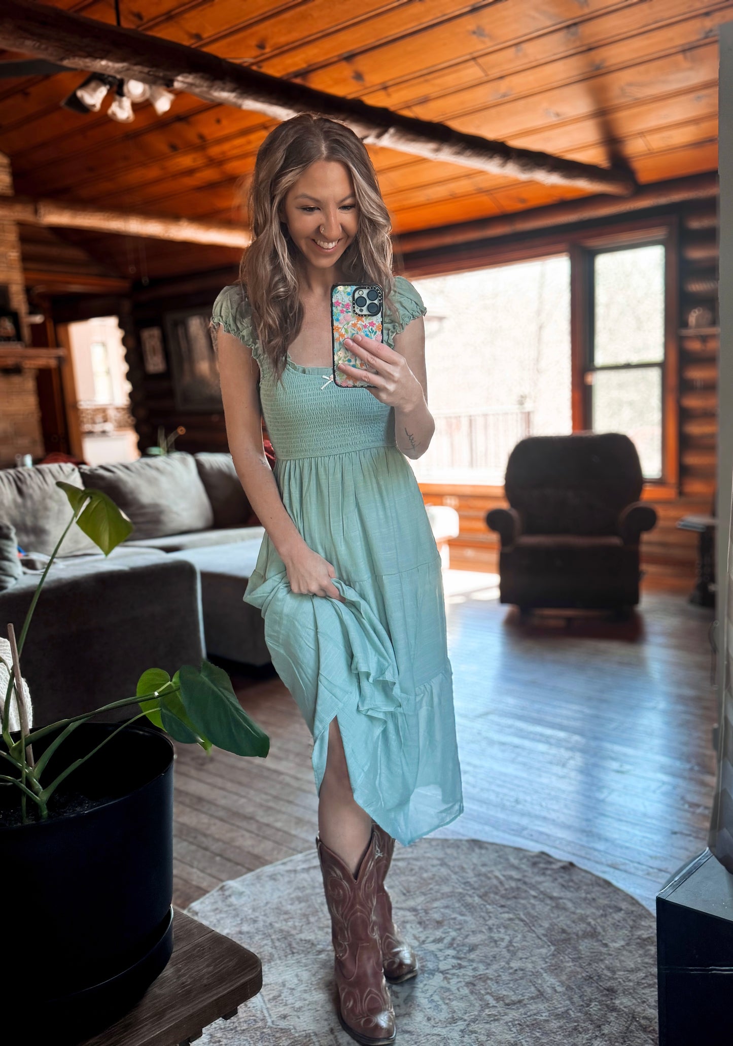 Garden Breeze Smocked Maxi Dress