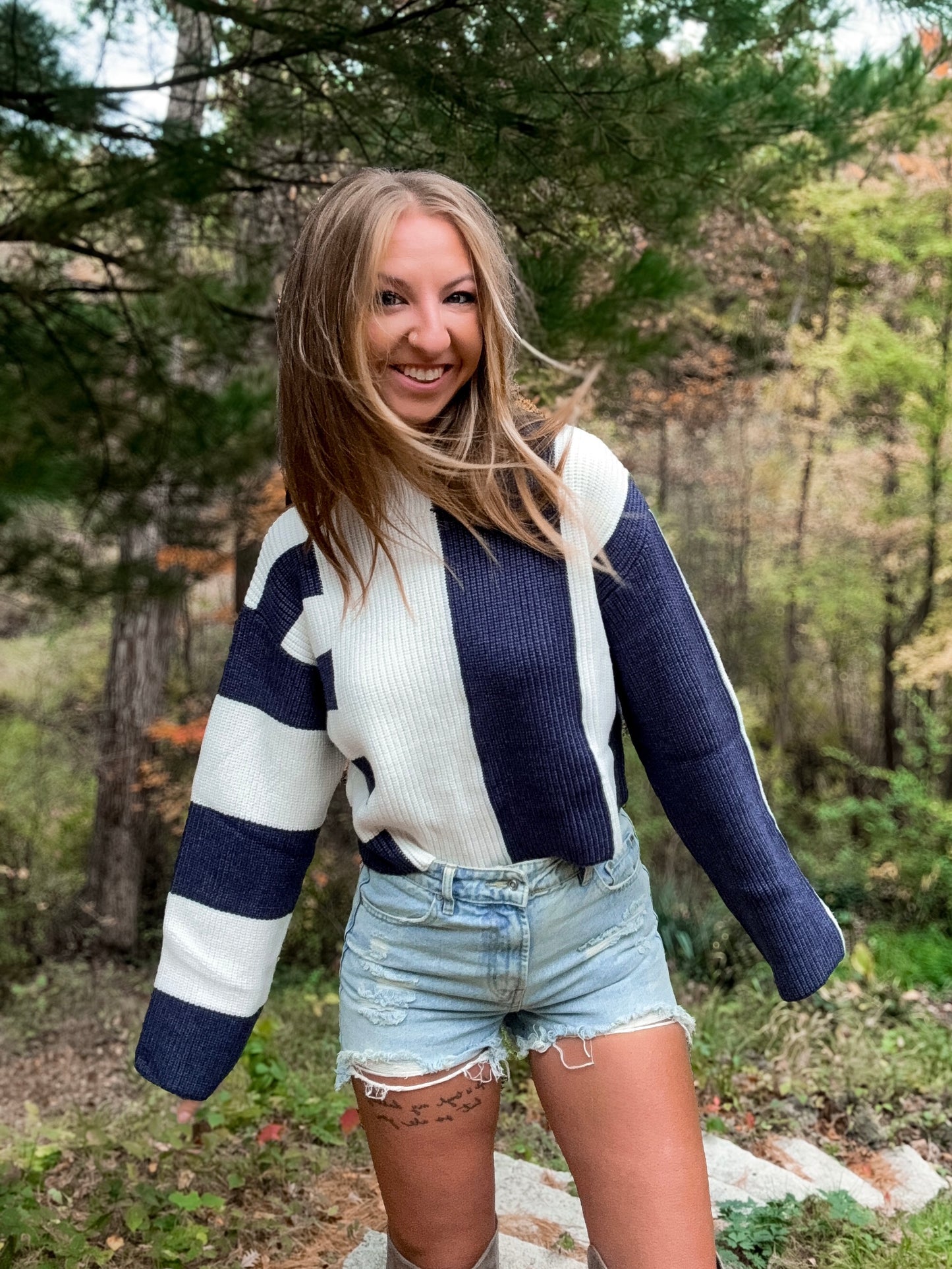 Color Block Mock Turtleneck Sweater