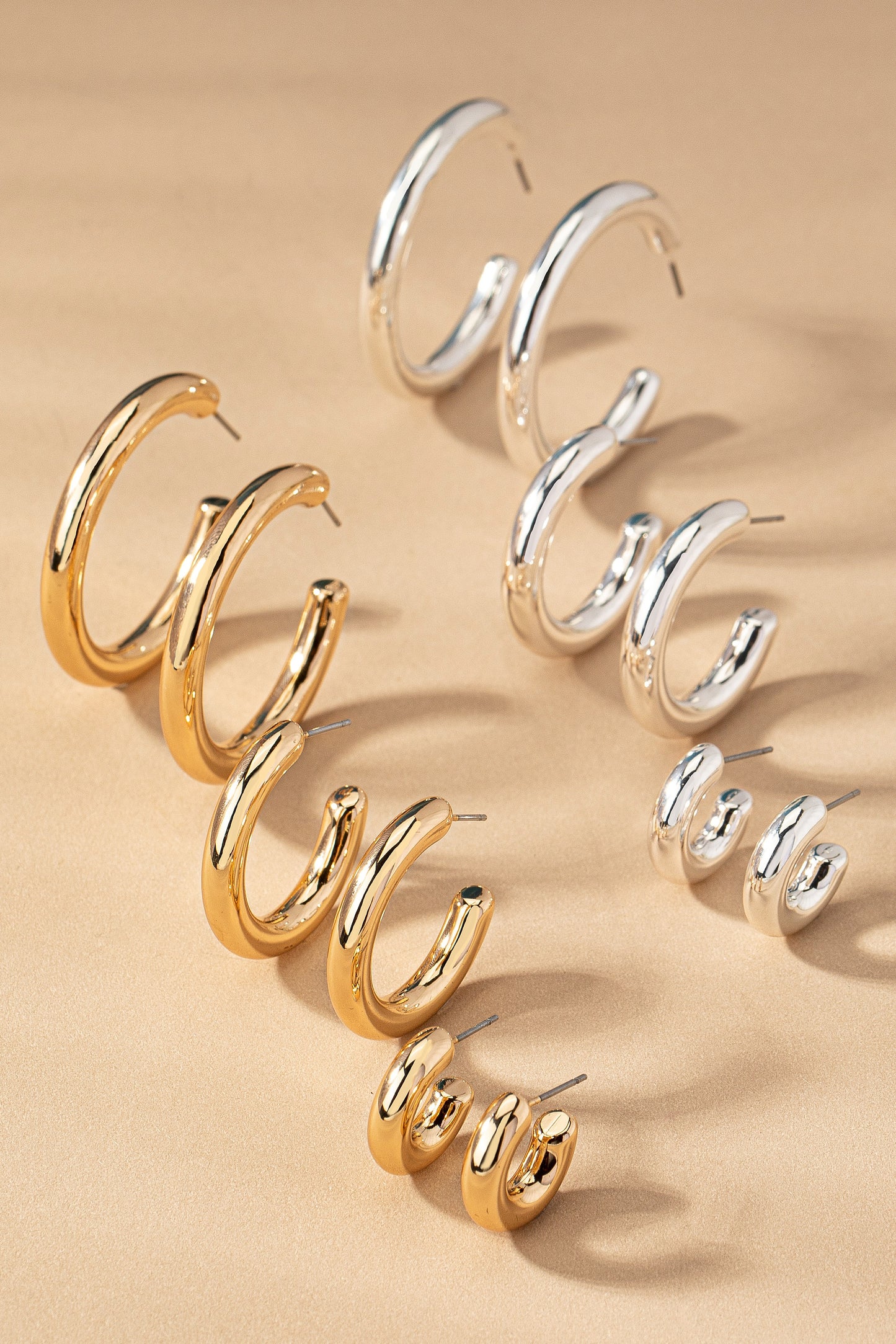 Triple Threat Hollow Hoop Earring Set
