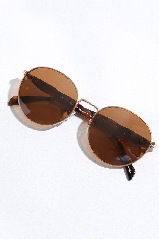 Eclipse Two-Tone Round Sunglasses
