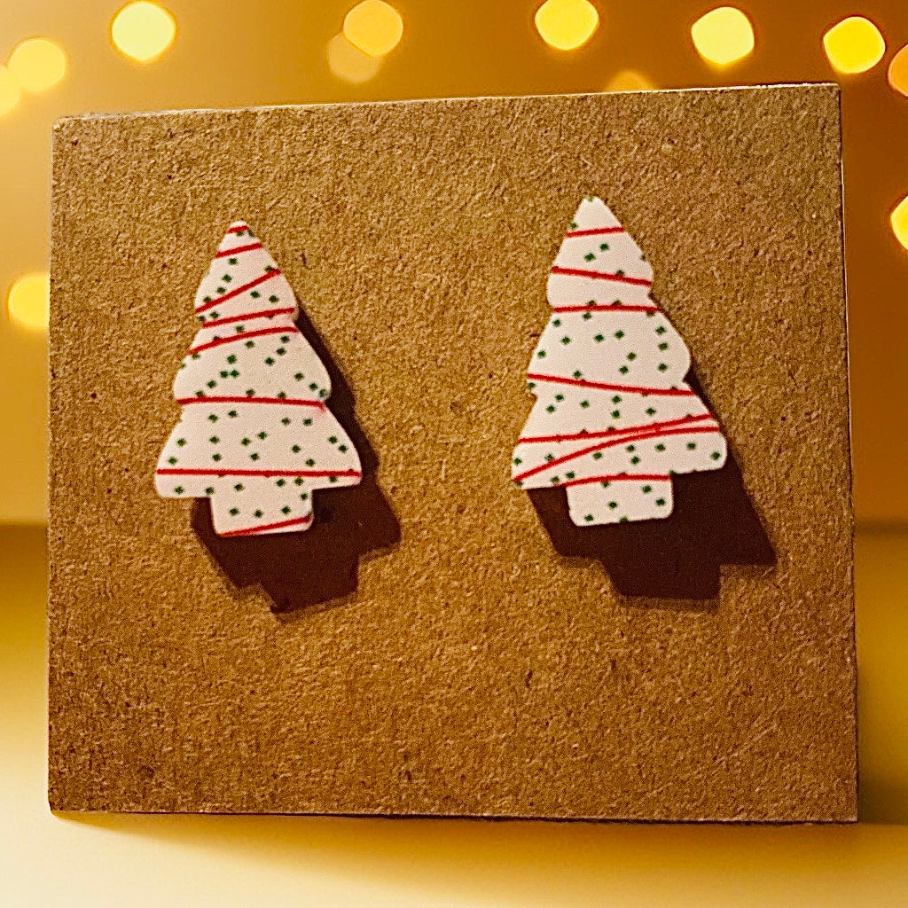 White Christmas Tree Studs