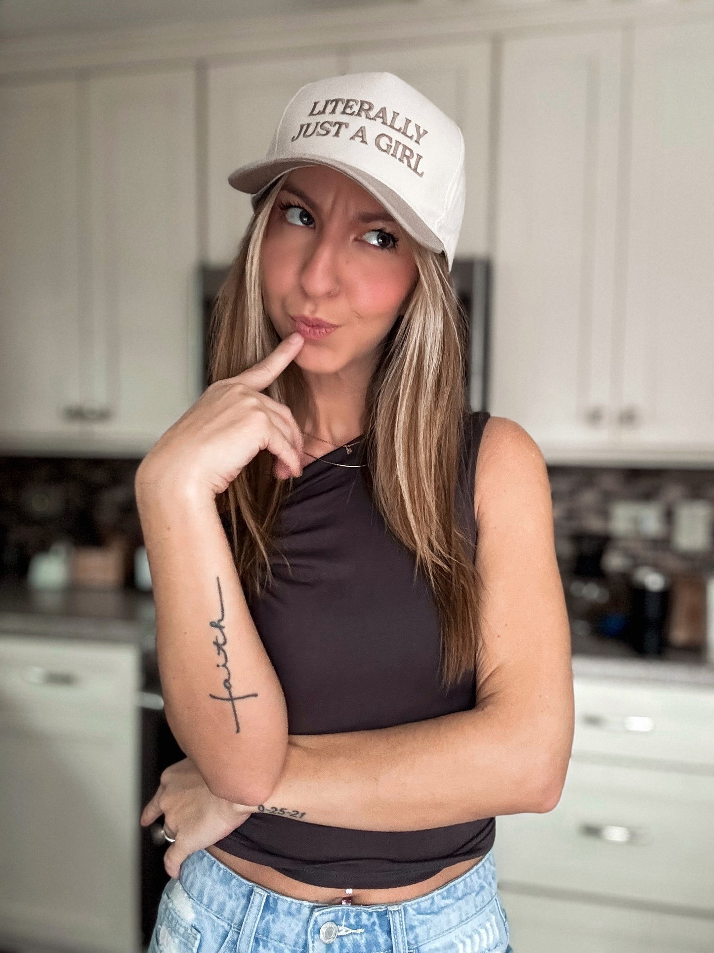 "Literally Just A Girl" Two-Tone Trucker Hat Snap Back