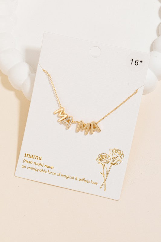 Gold Letter Mama Necklace