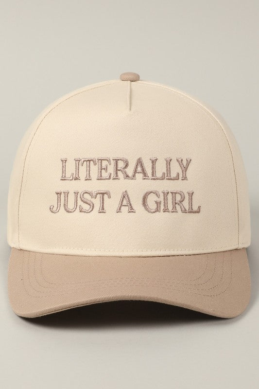 "Literally Just A Girl" Two-Tone Trucker Hat Snap Back