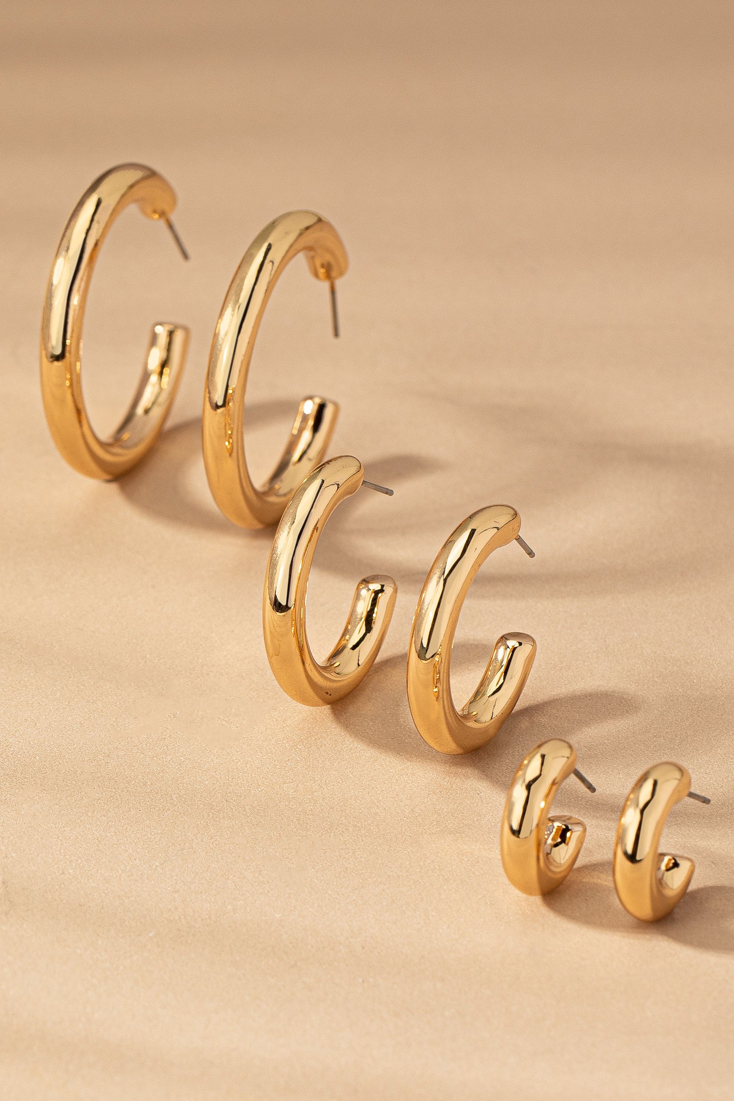 Triple Threat Hollow Hoop Earring Set