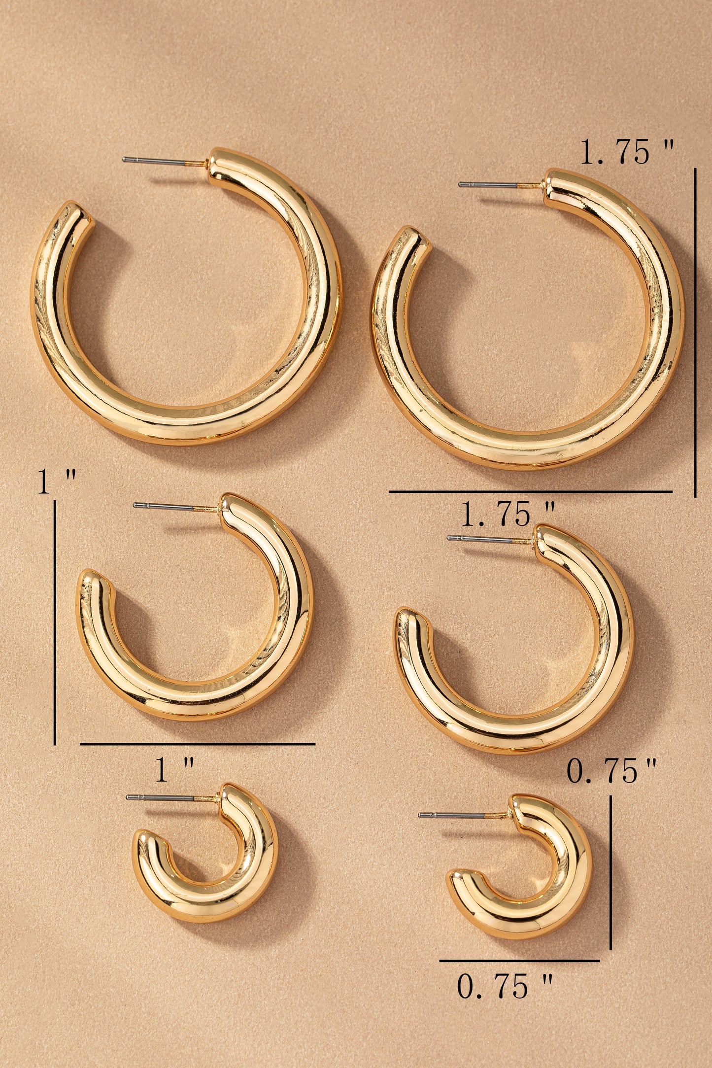 Triple Threat Hollow Hoop Earring Set