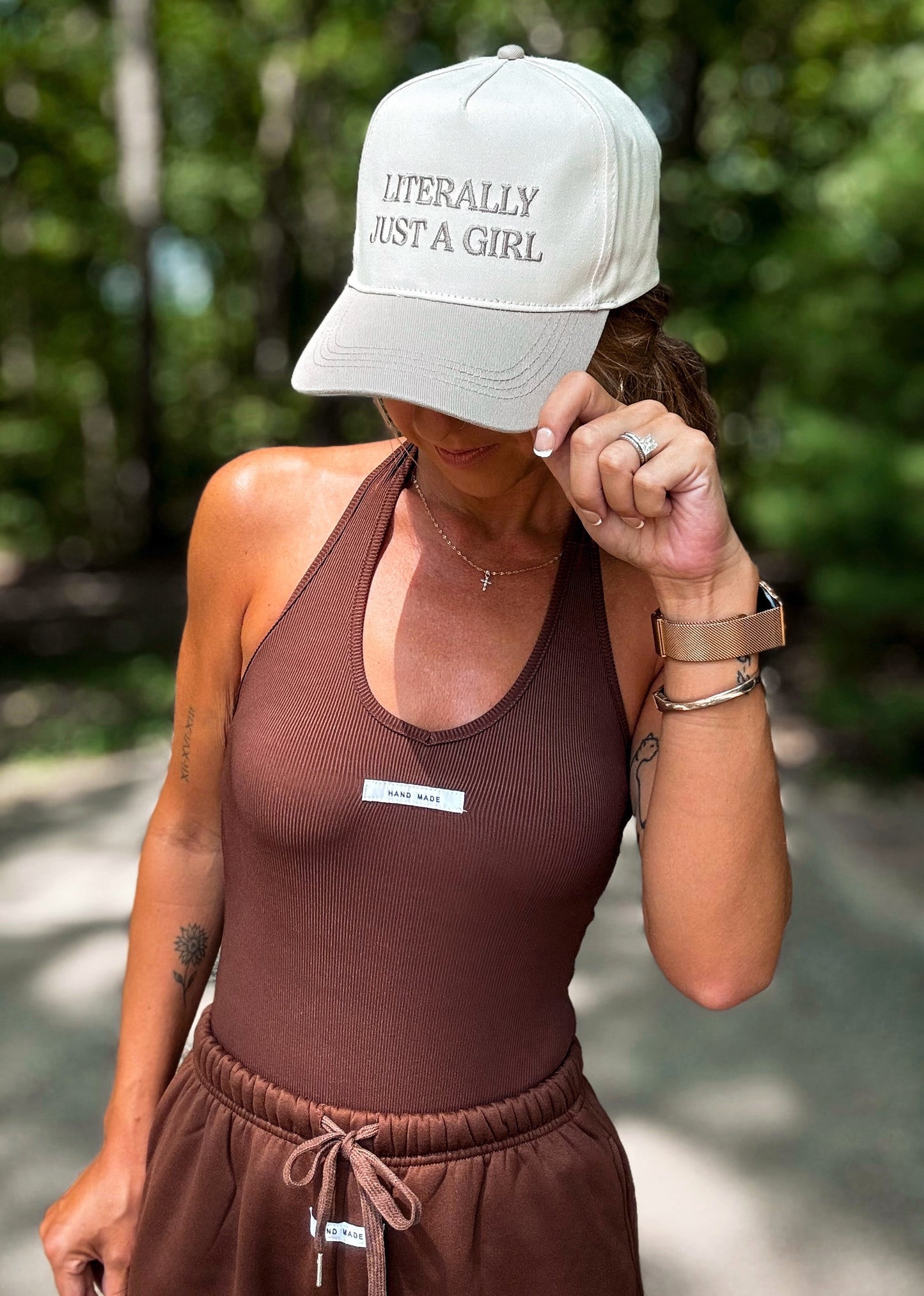 "Literally Just A Girl" Two-Tone Trucker Hat Snap Back