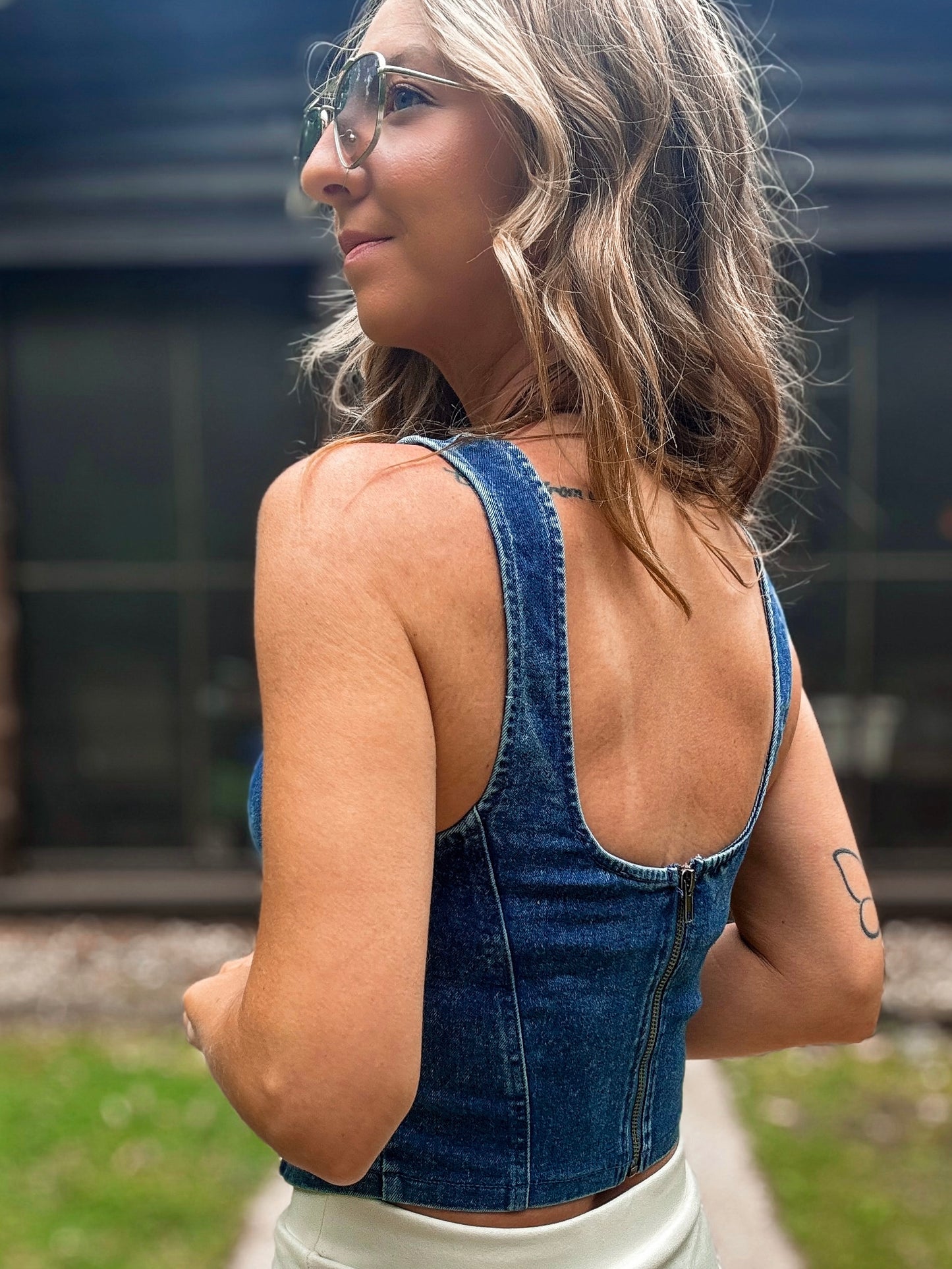 Sweetheart Denim Top