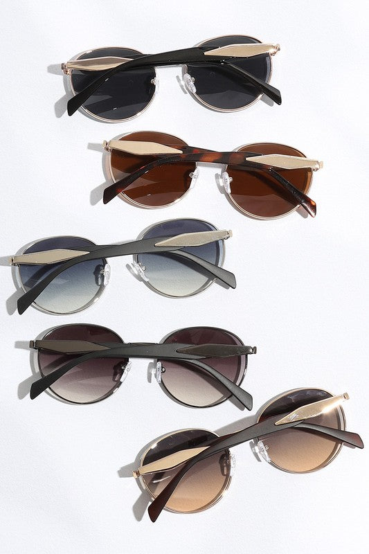 Eclipse Two-Tone Round Sunglasses