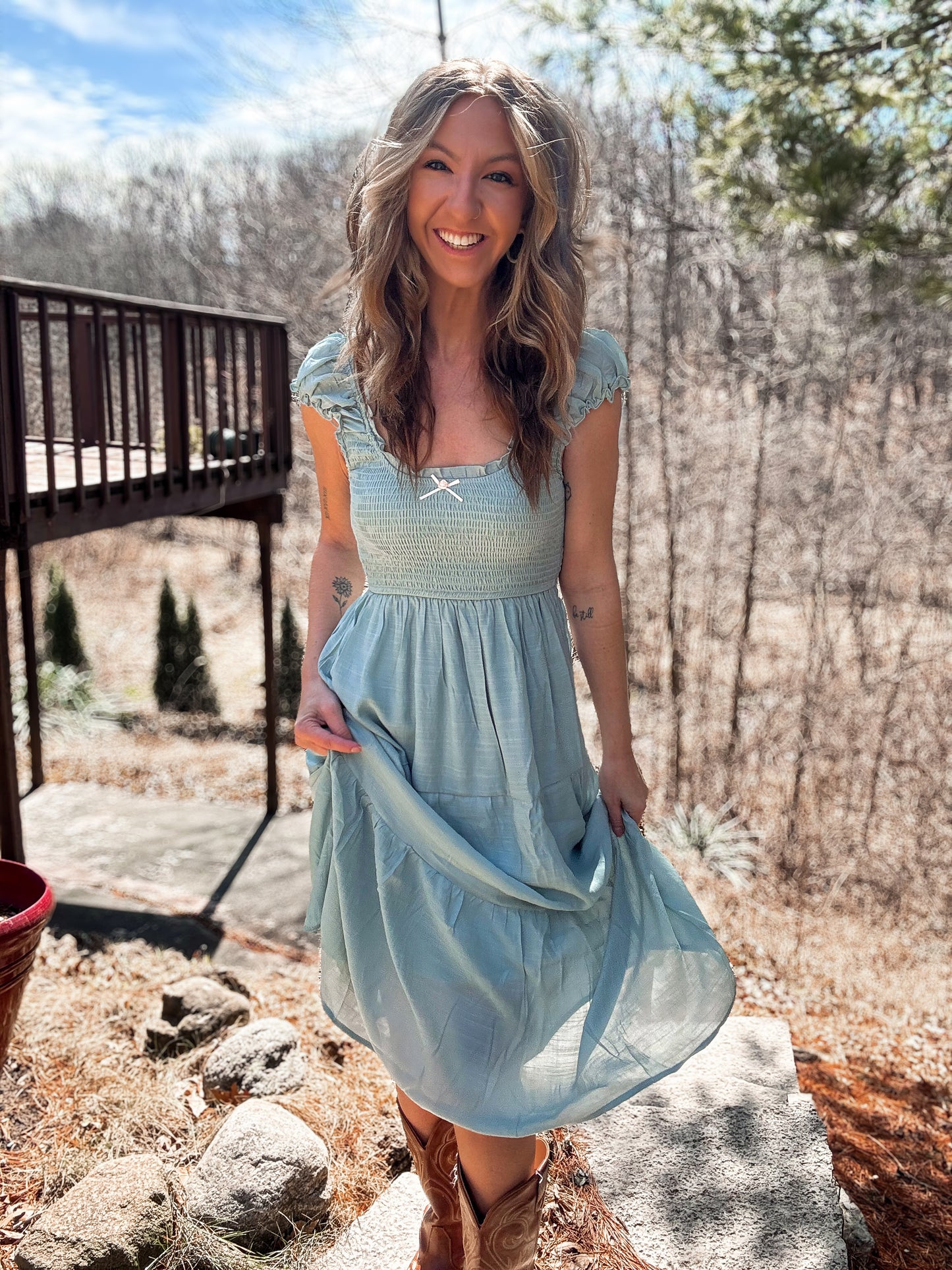 Garden Breeze Smocked Maxi Dress