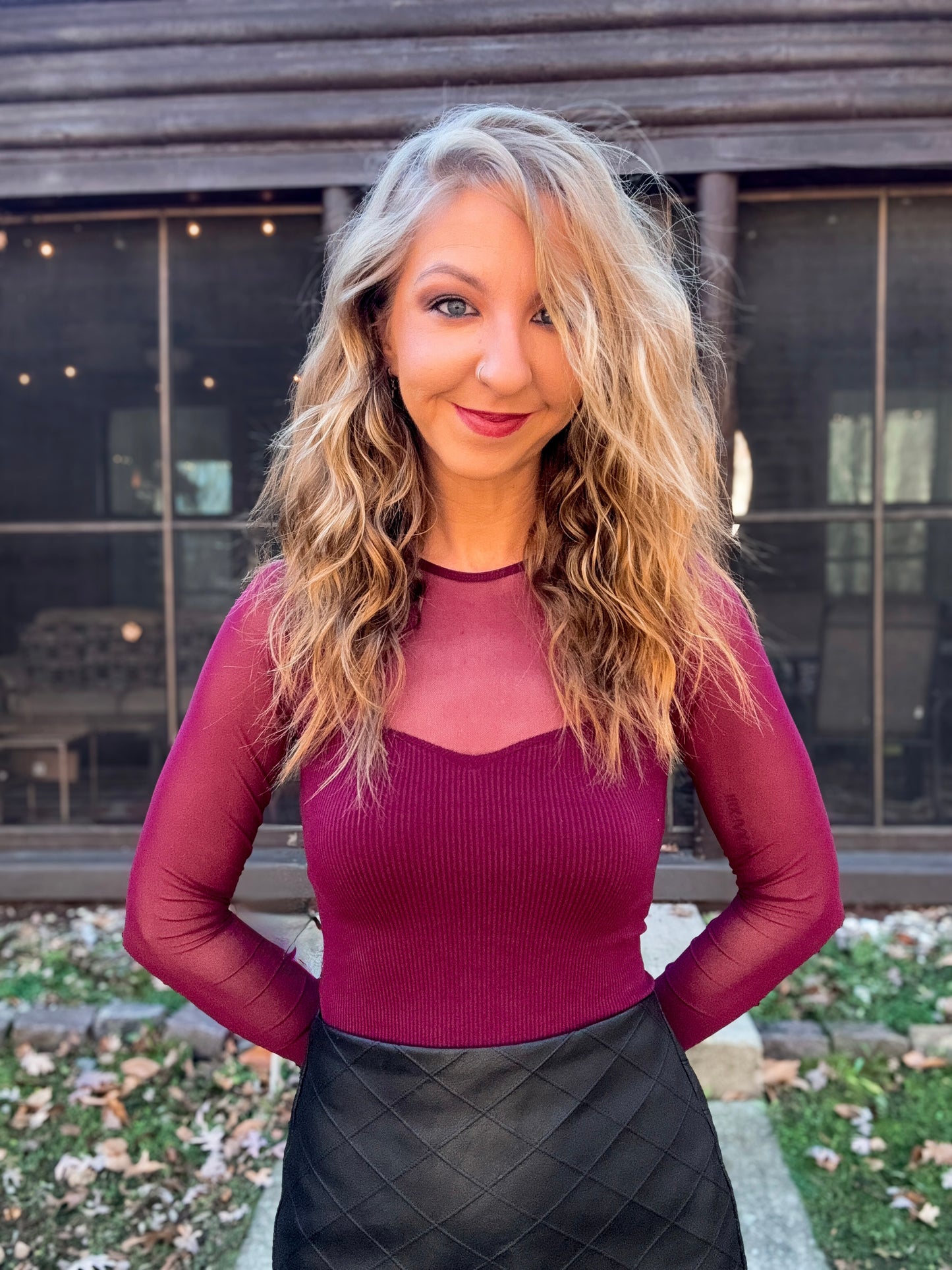 Shadow Play Mesh Top