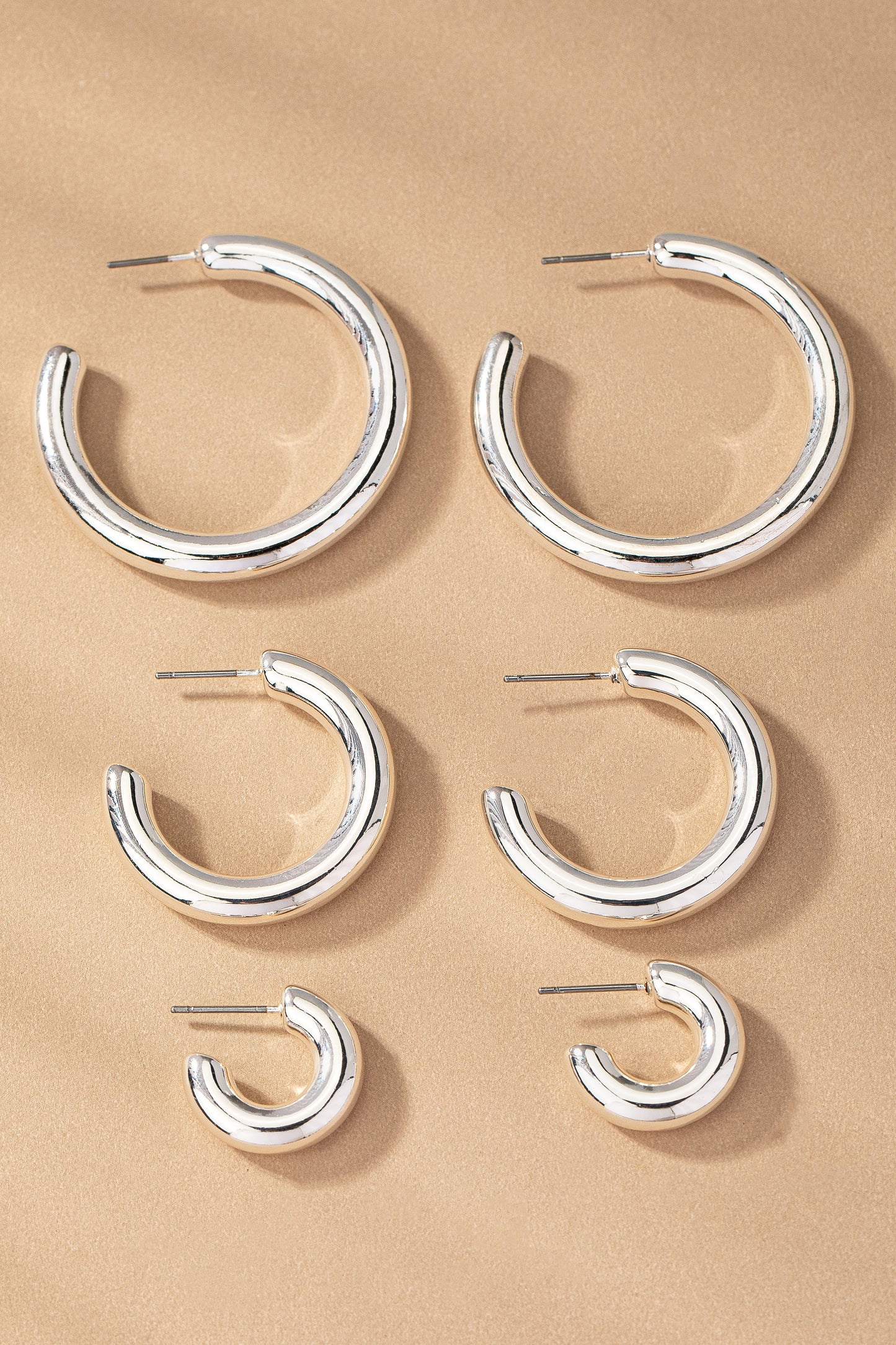 Triple Threat Hollow Hoop Earring Set