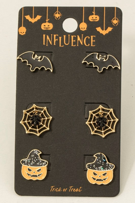 Spooky Trio Halloween Stud Earrings