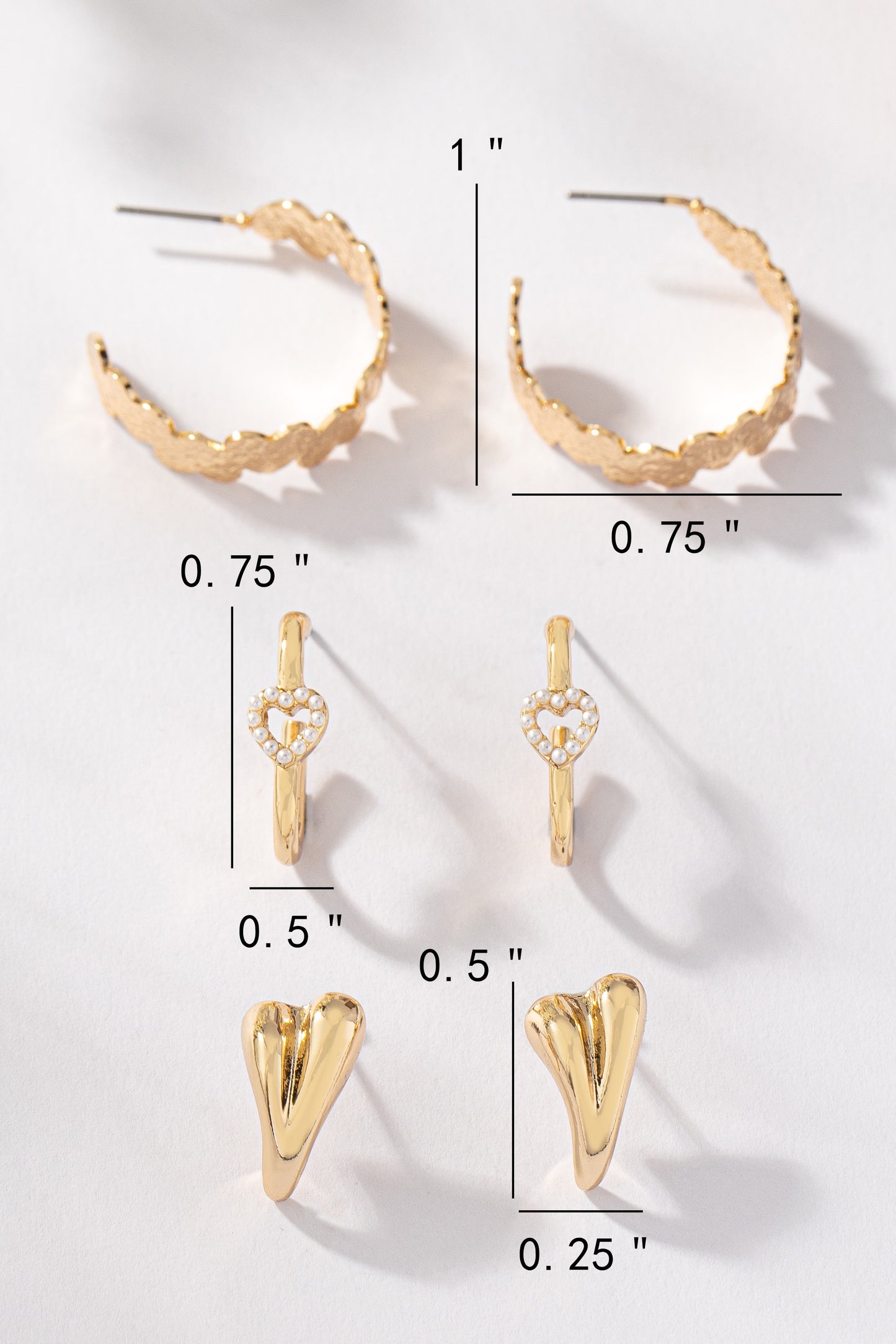 Trio Heart Earring Collection