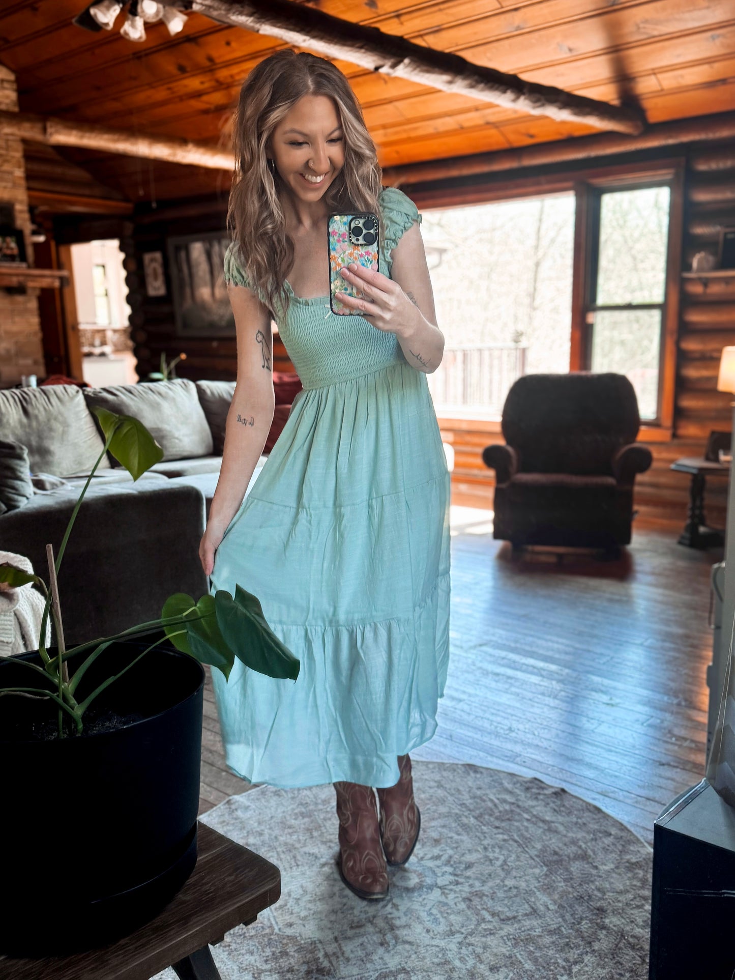 Garden Breeze Smocked Maxi Dress