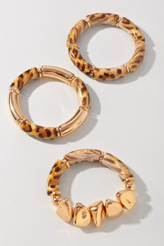 Golden Wild Stack Bracelet Set