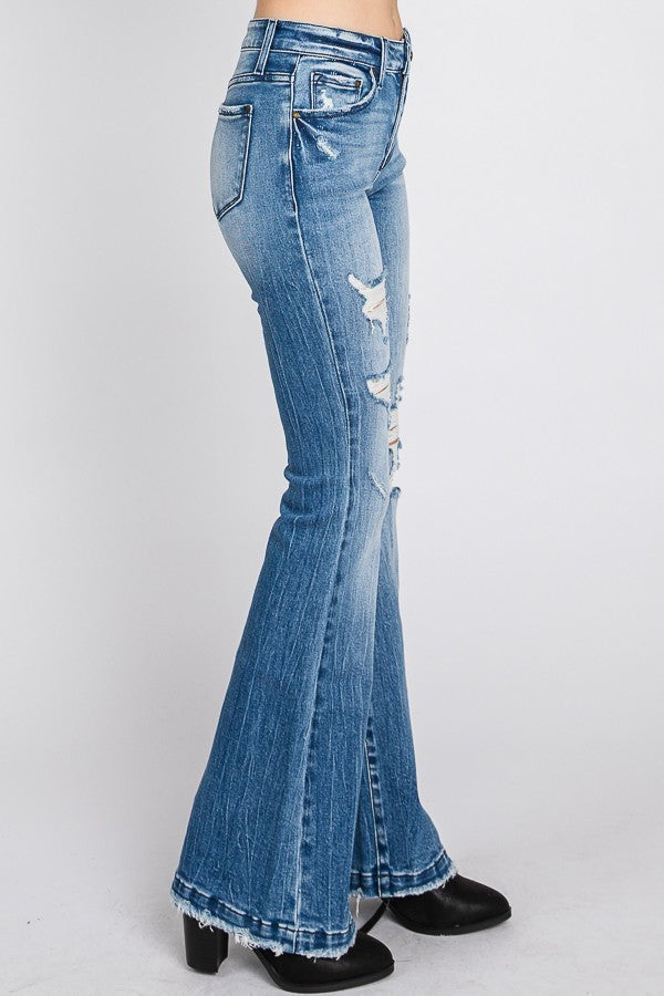 Mid-Rise Flared Denim