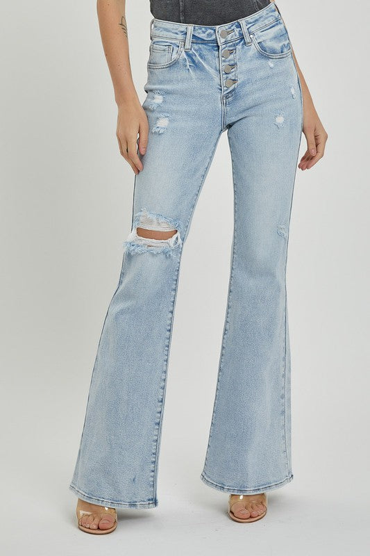 Skyline Button-Flare Jeans