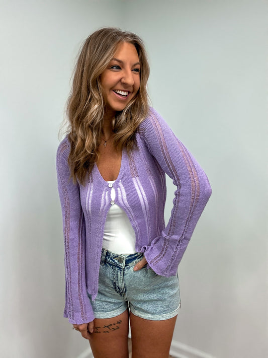 Lavender Love Open Cardigan