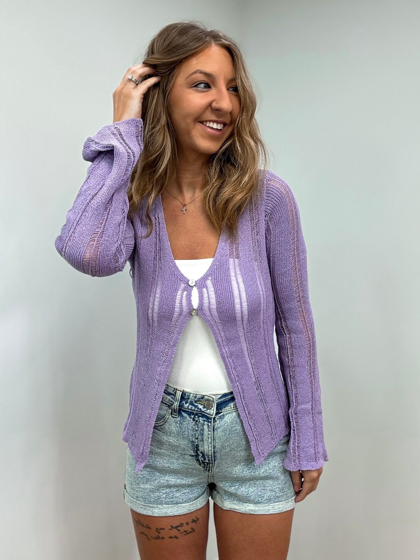 Lavender Love Open Cardigan