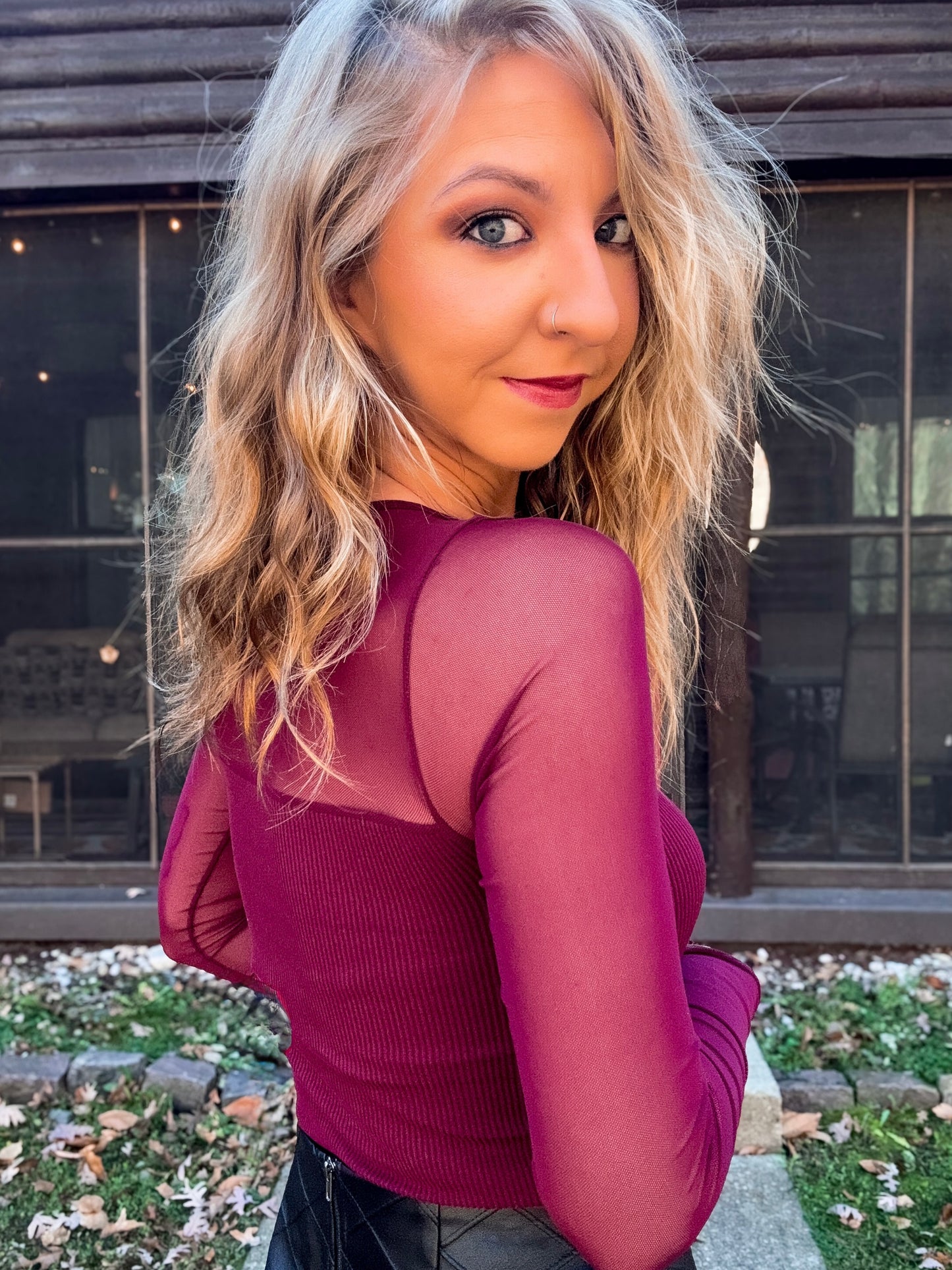 Shadow Play Mesh Top