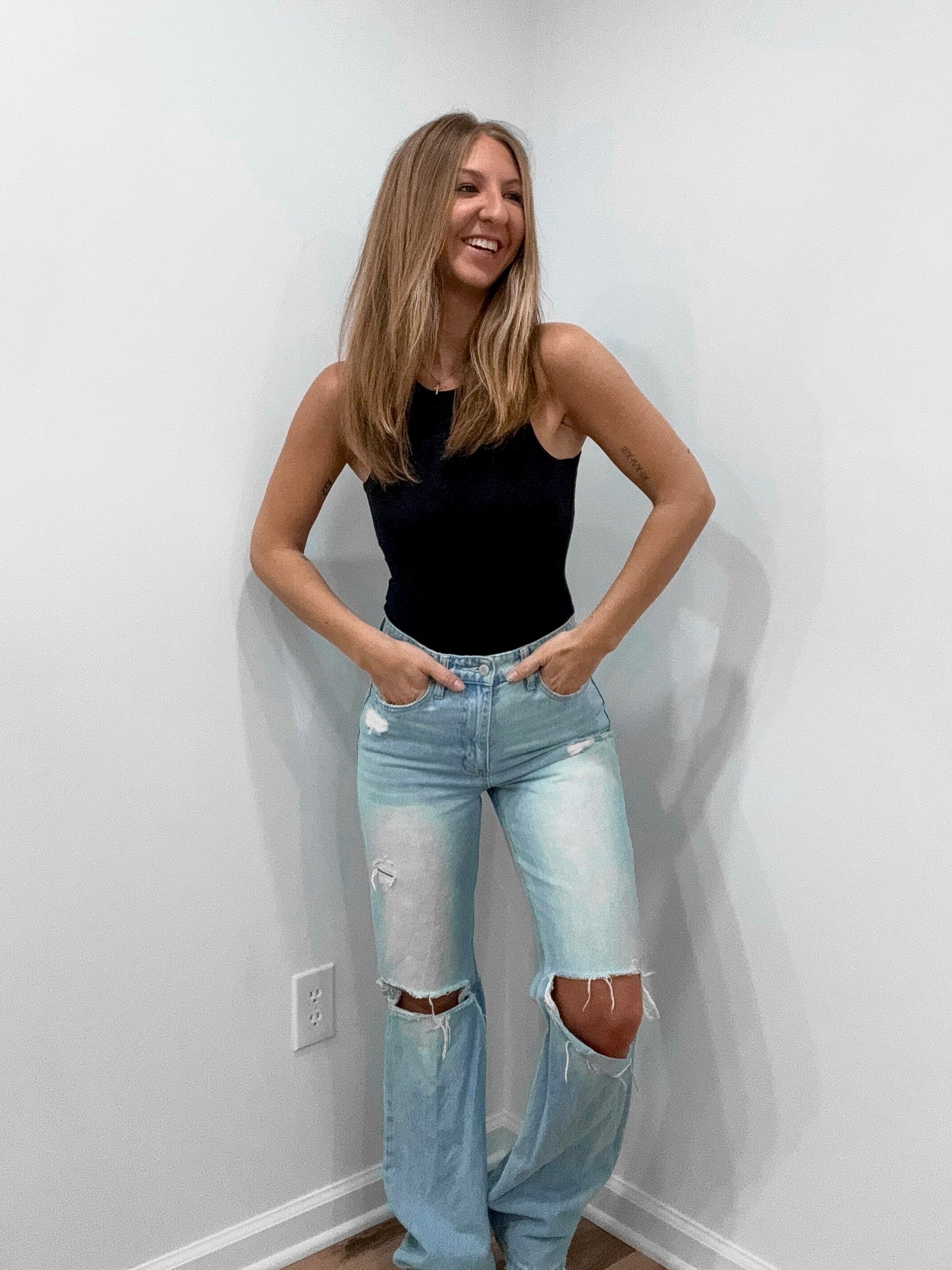 Retro Distressed Flare Jeans