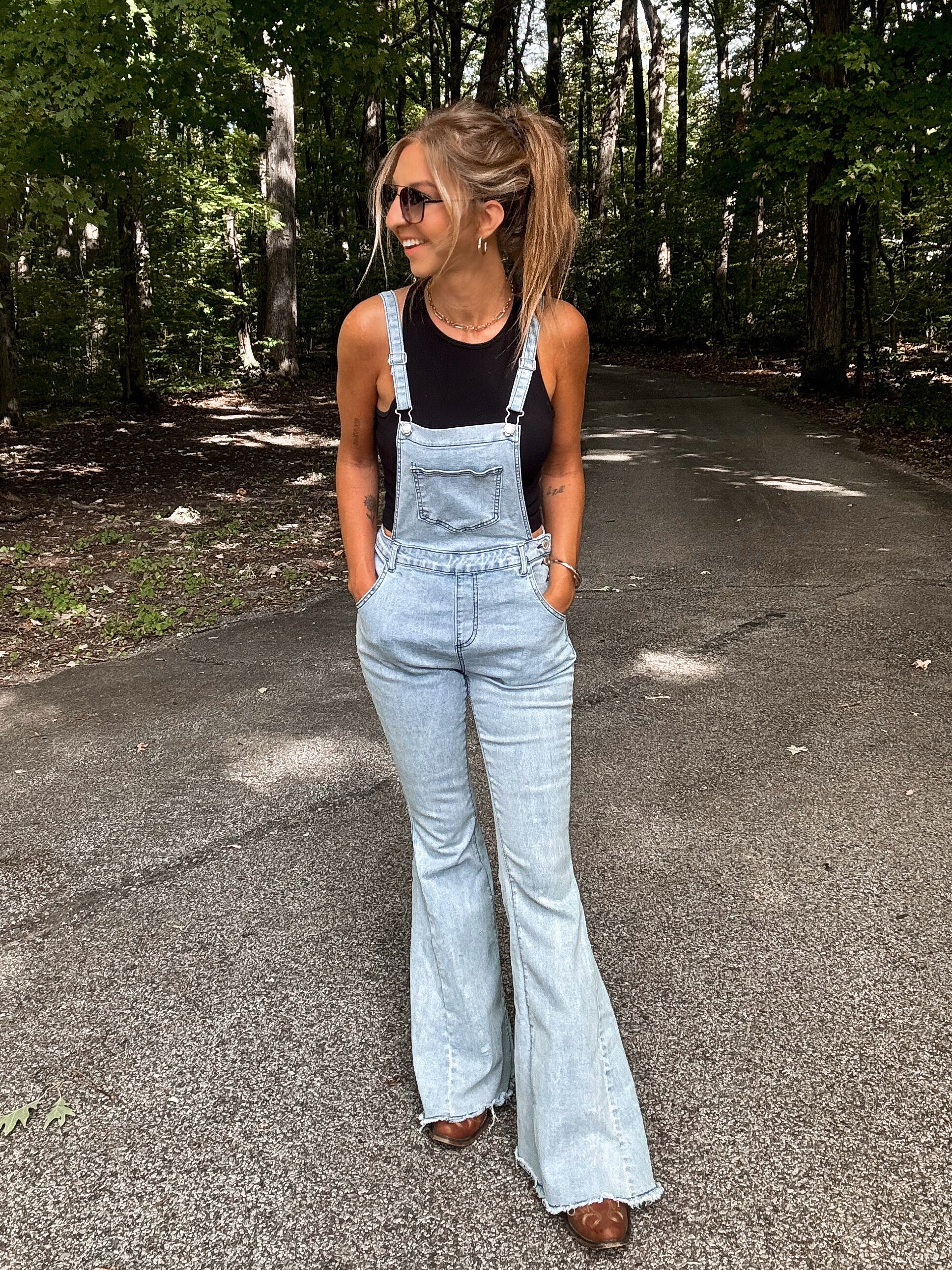 Bell Bottom Denim Overalls