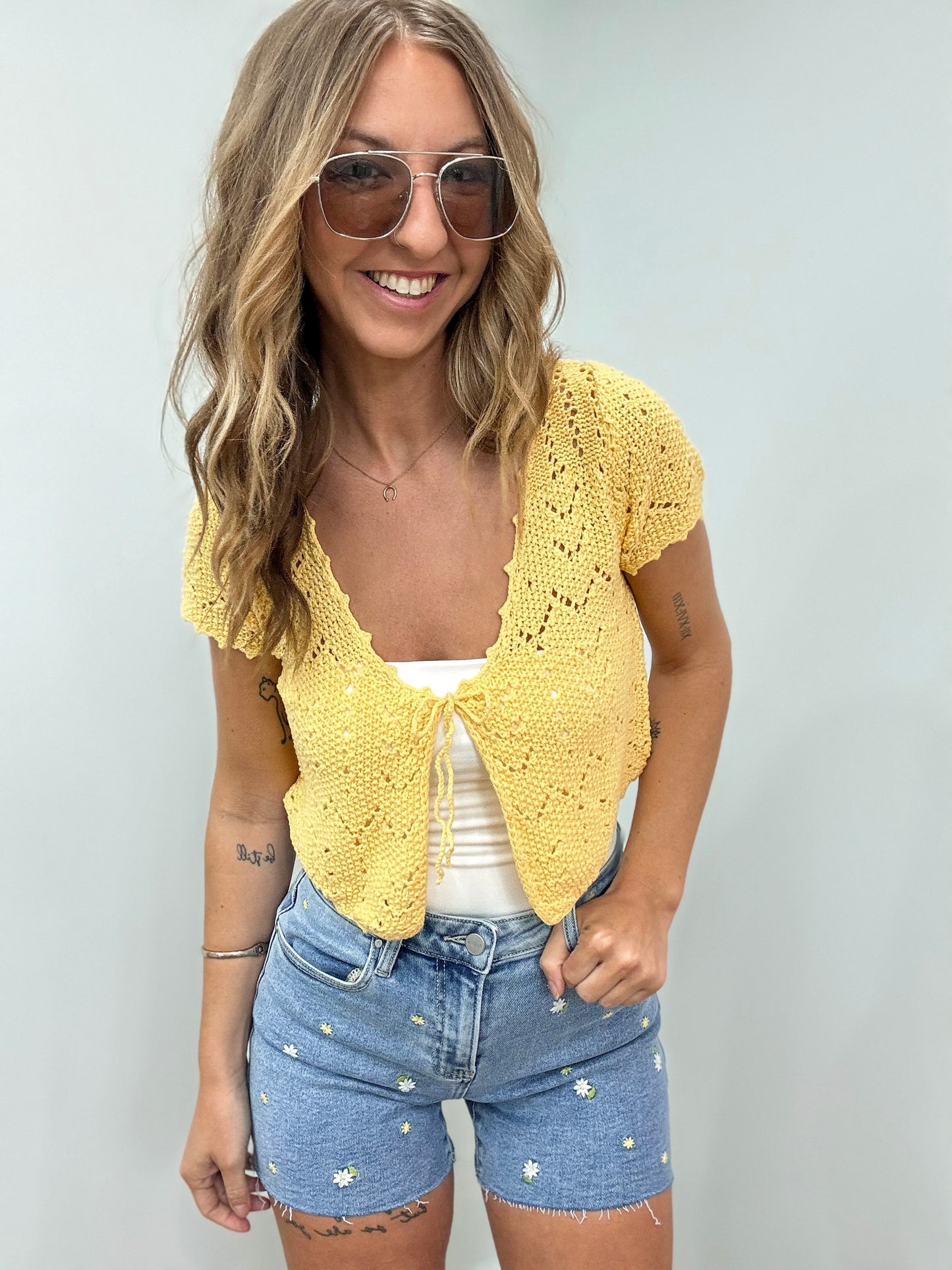 Daisy Days High Rise Embroidered Shorts