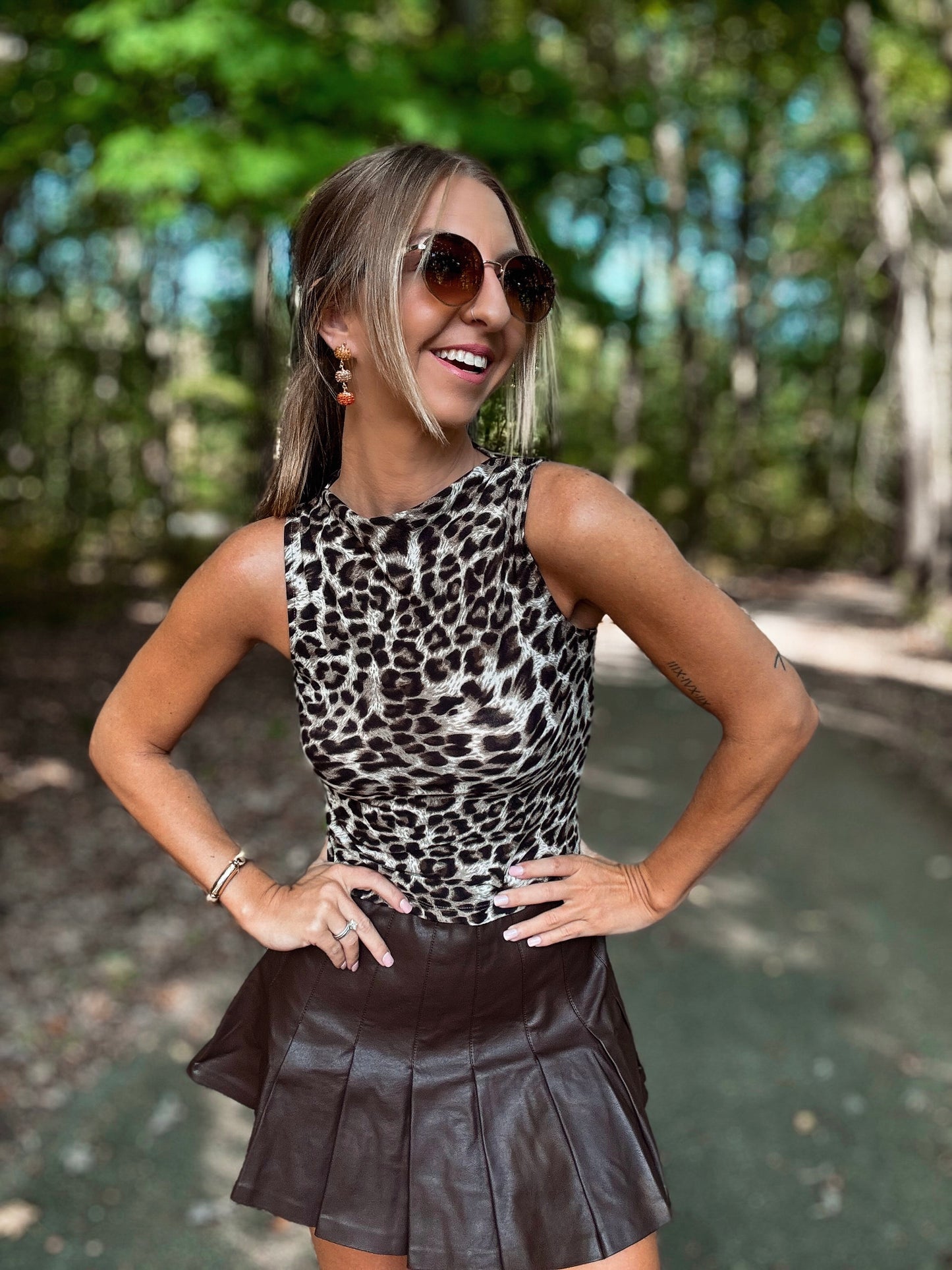 Faux Leather Flare Skirt