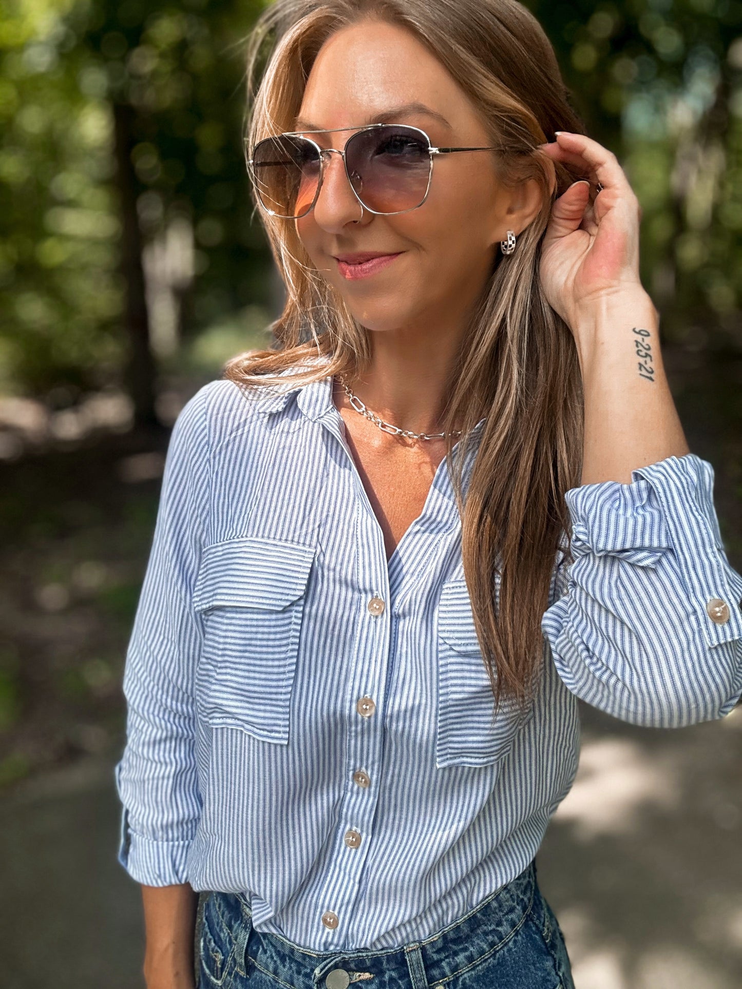 Classic Stripe Button-Down Top