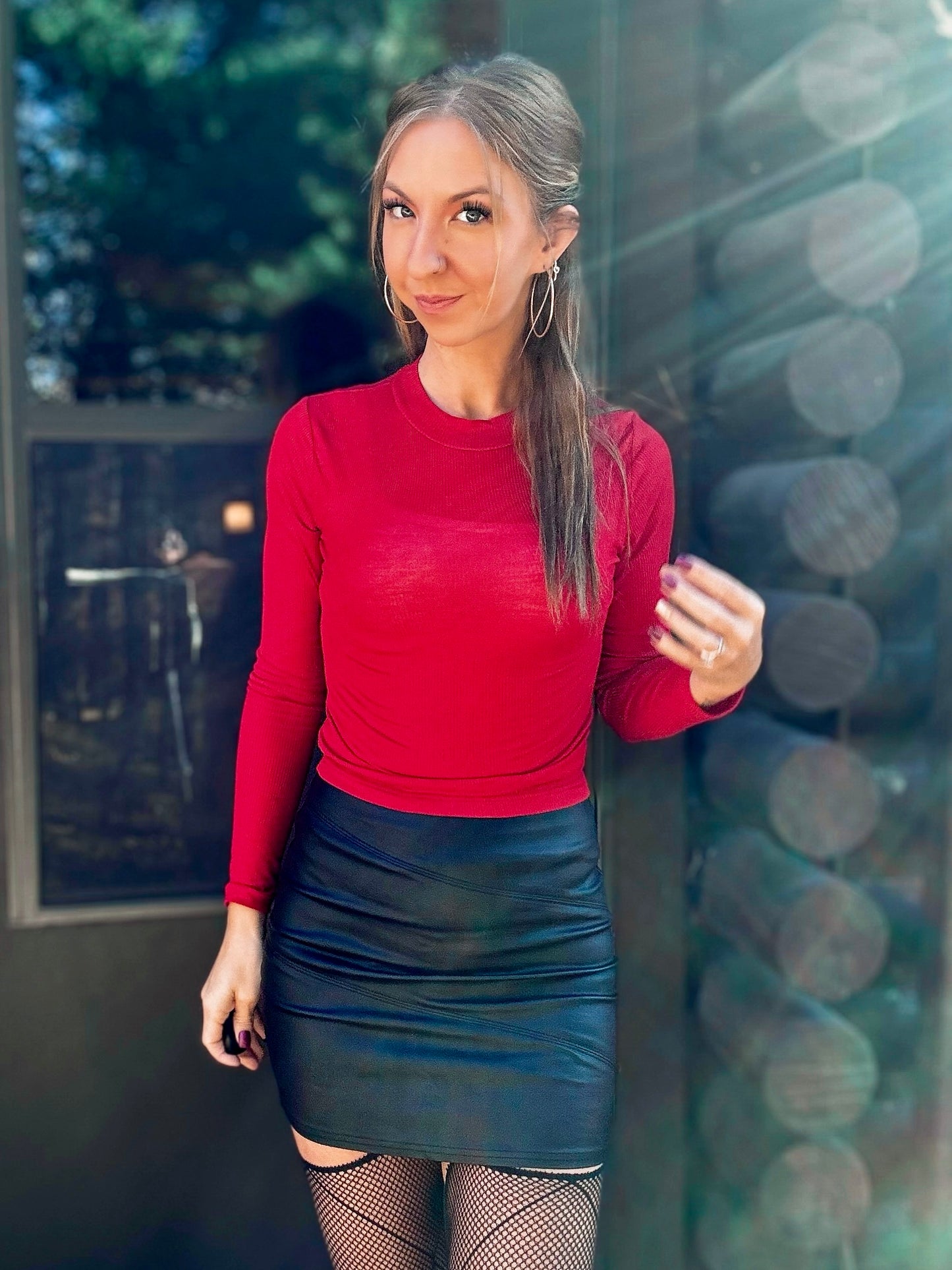 High-Waisted Pleather Skirt