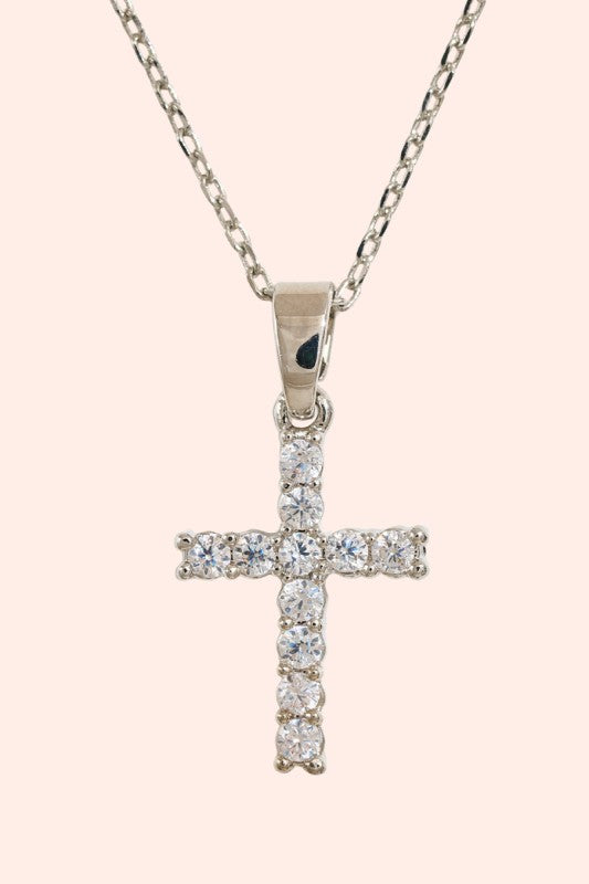 Gold-Dipped Gemstone Cross Pendant Necklace