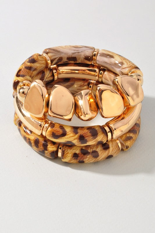 Golden Wild Stack Bracelet Set