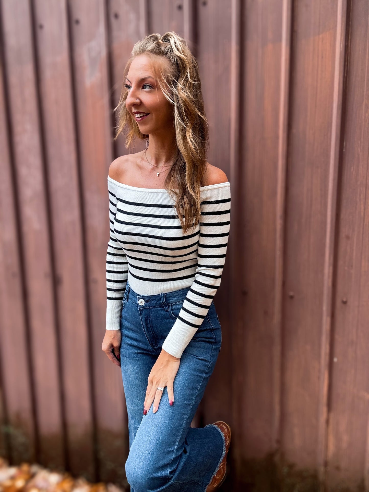 Ivory Envy Off-Shoulder Sweater