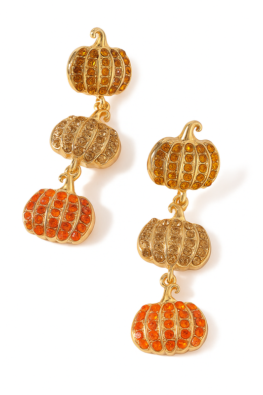 Pumpkin Rhinestone Earrings