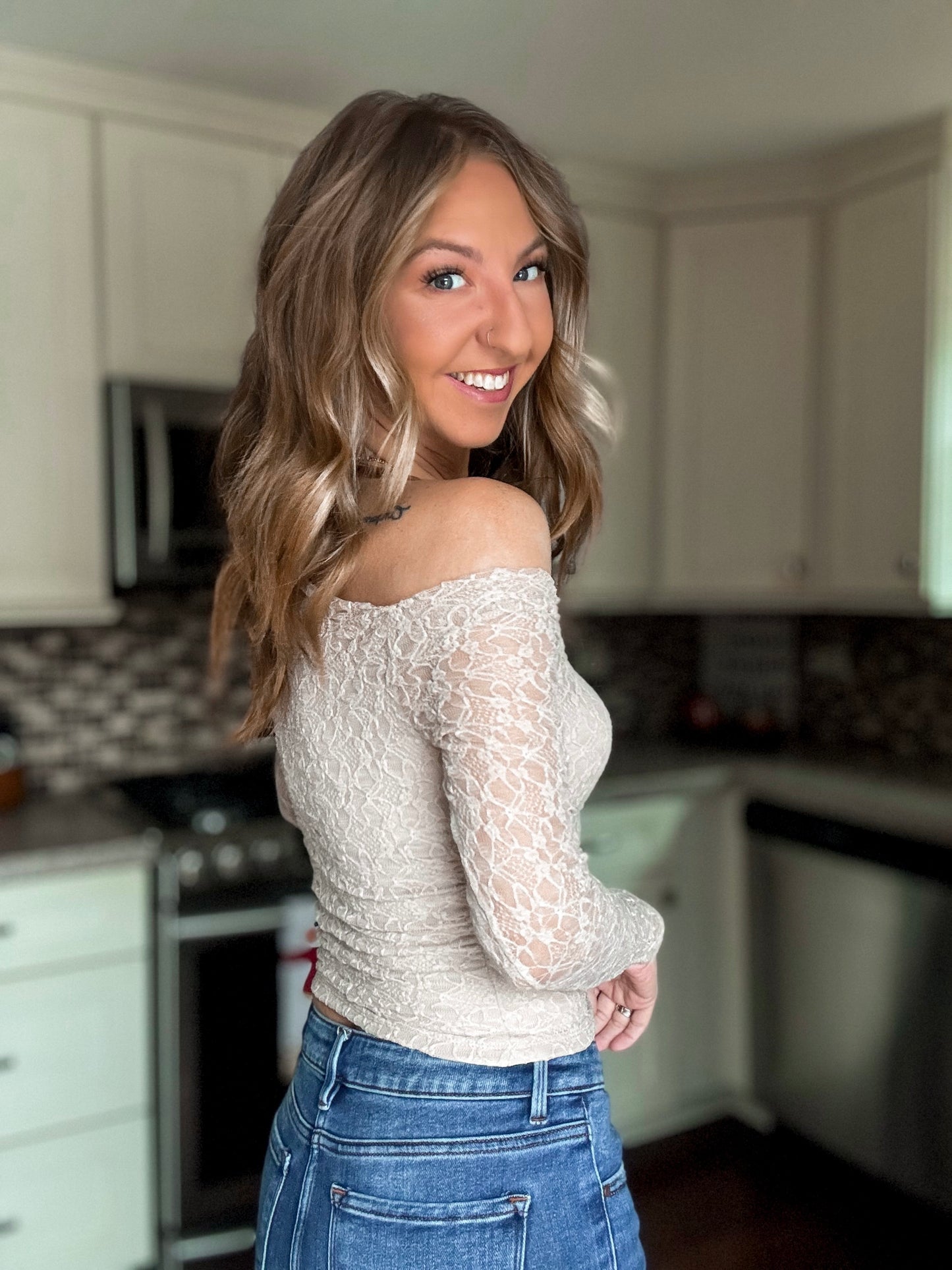 The Mocha Muse Lace Top