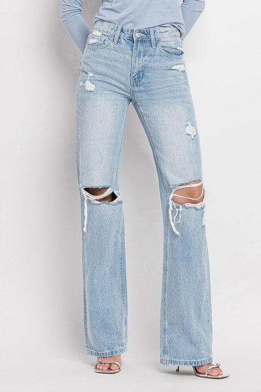 Retro Distressed Flare Jeans