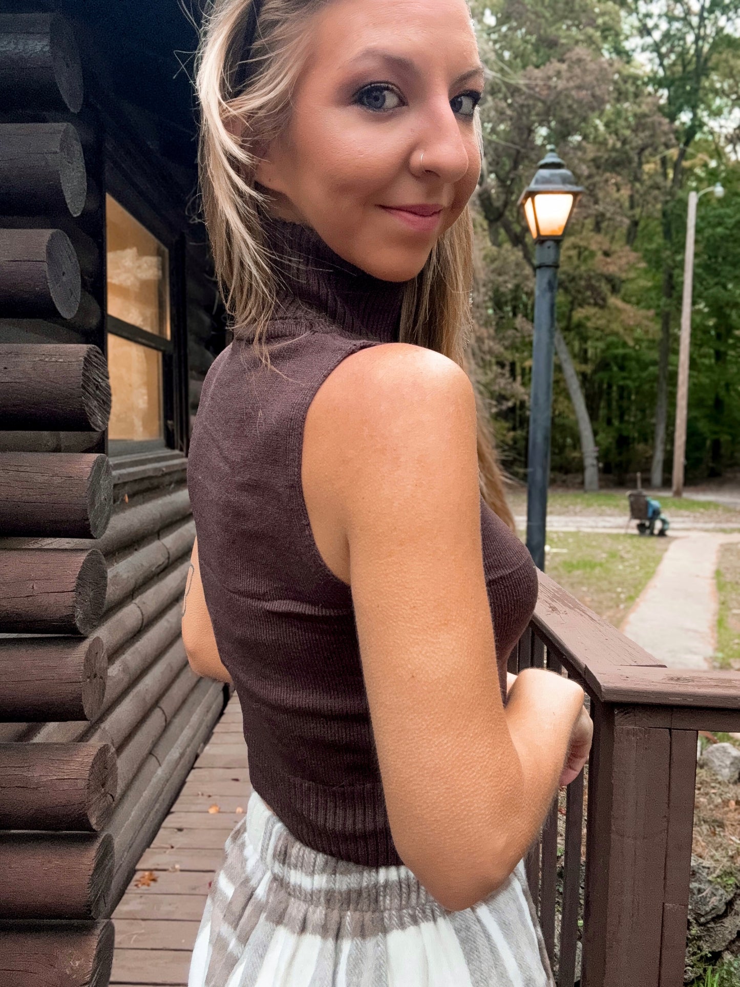 Sleeveless Turtleneck Knit Top