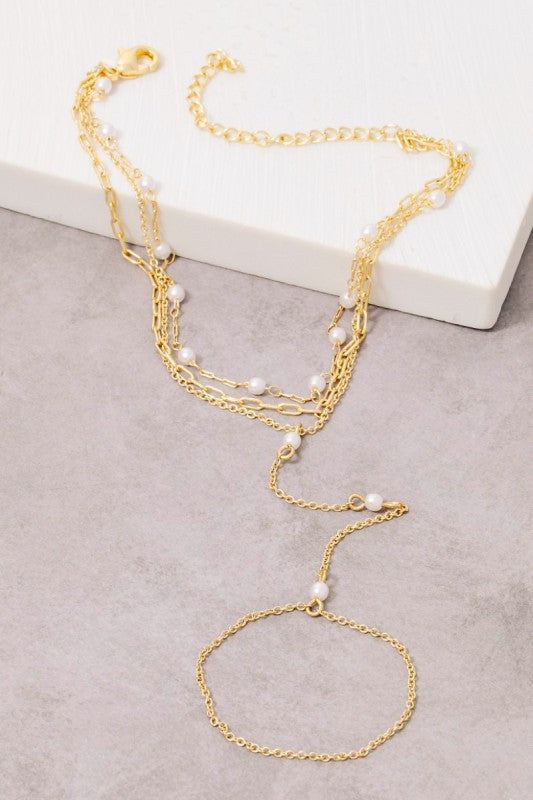 Pearl Hand Chain Bracelet