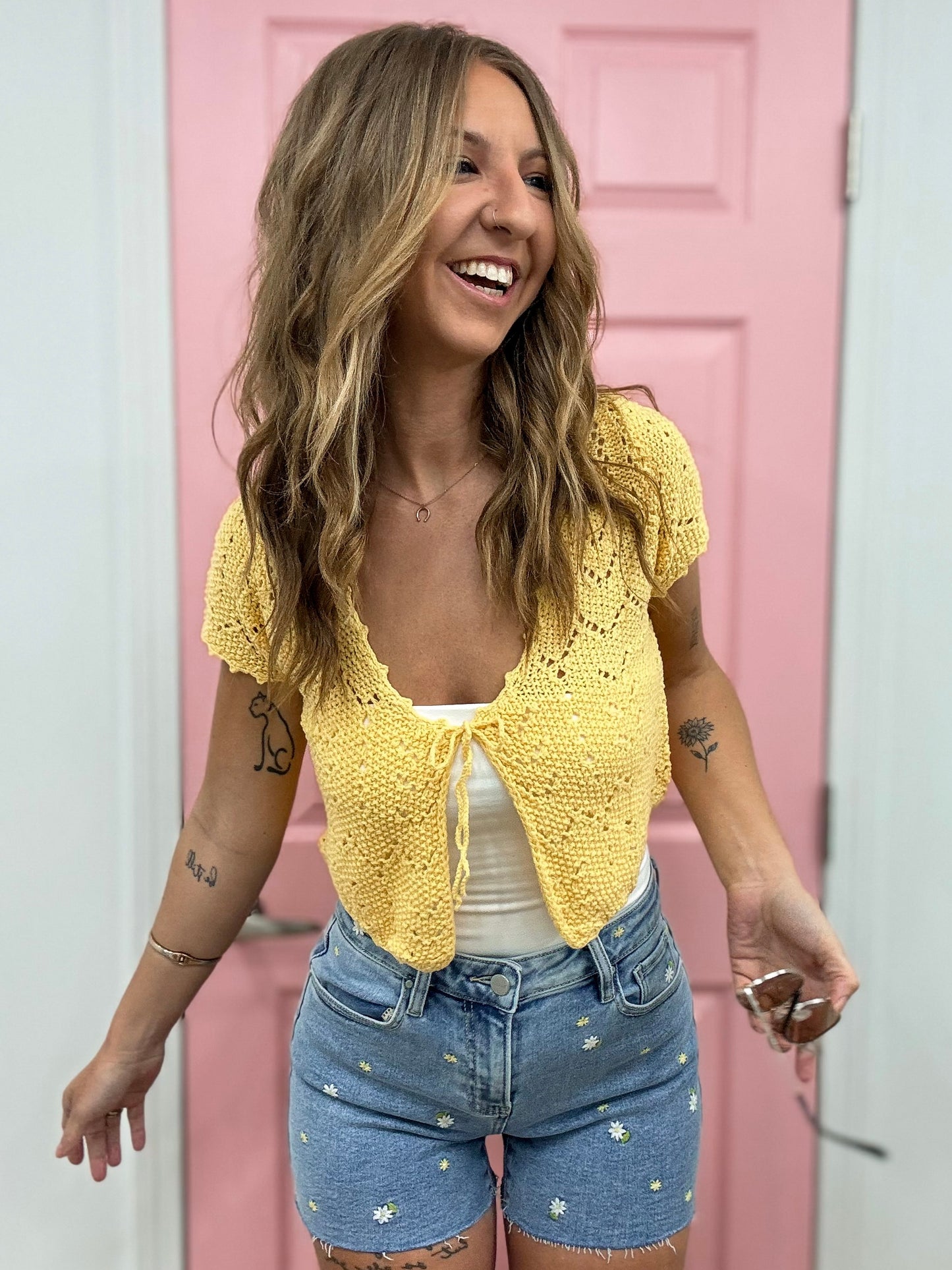 Daisy Days High Rise Embroidered Shorts
