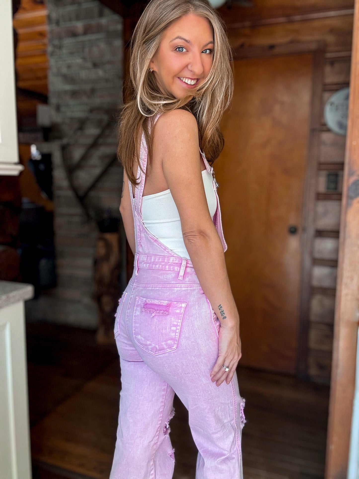 Pop of Pink Overalls