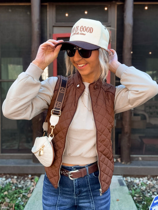 Cocoa Trim Quilted Cutie