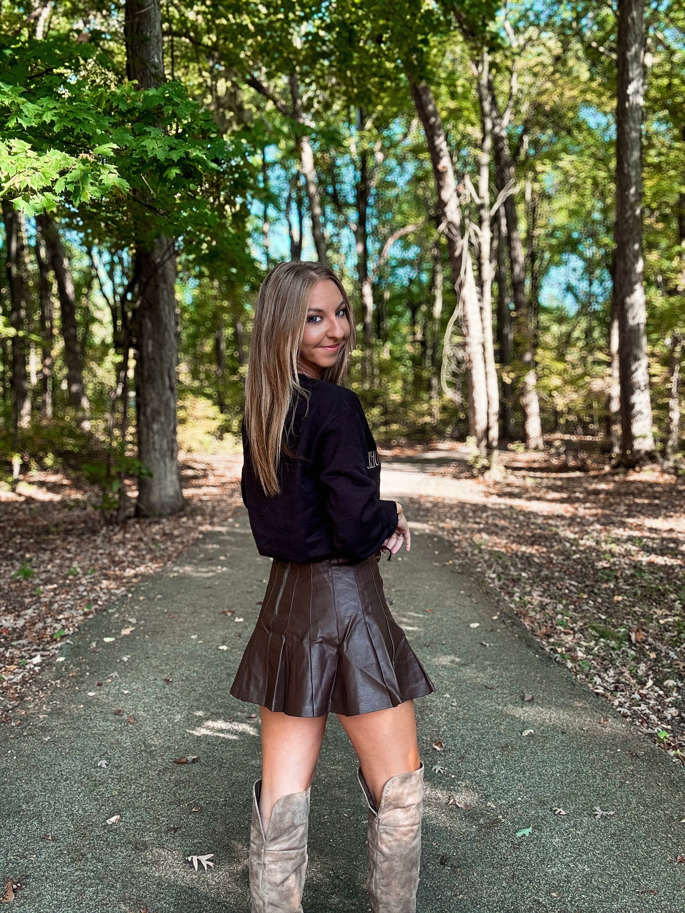 Faux Leather Flare Skirt – Sara Bauer Boutique
