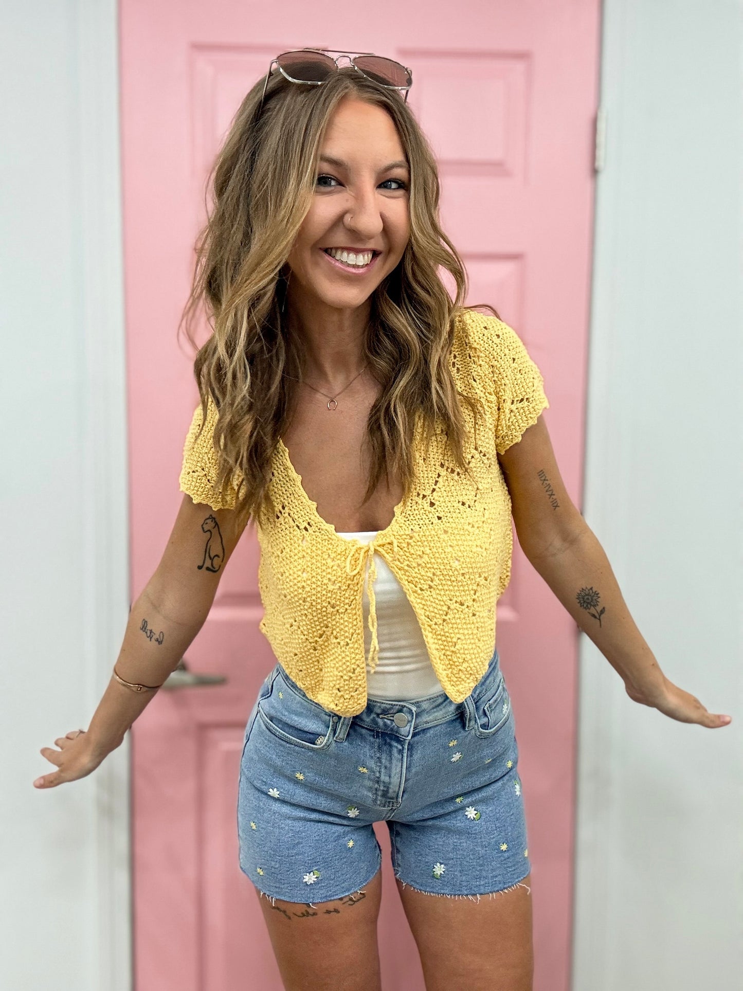 Daisy Days High Rise Embroidered Shorts