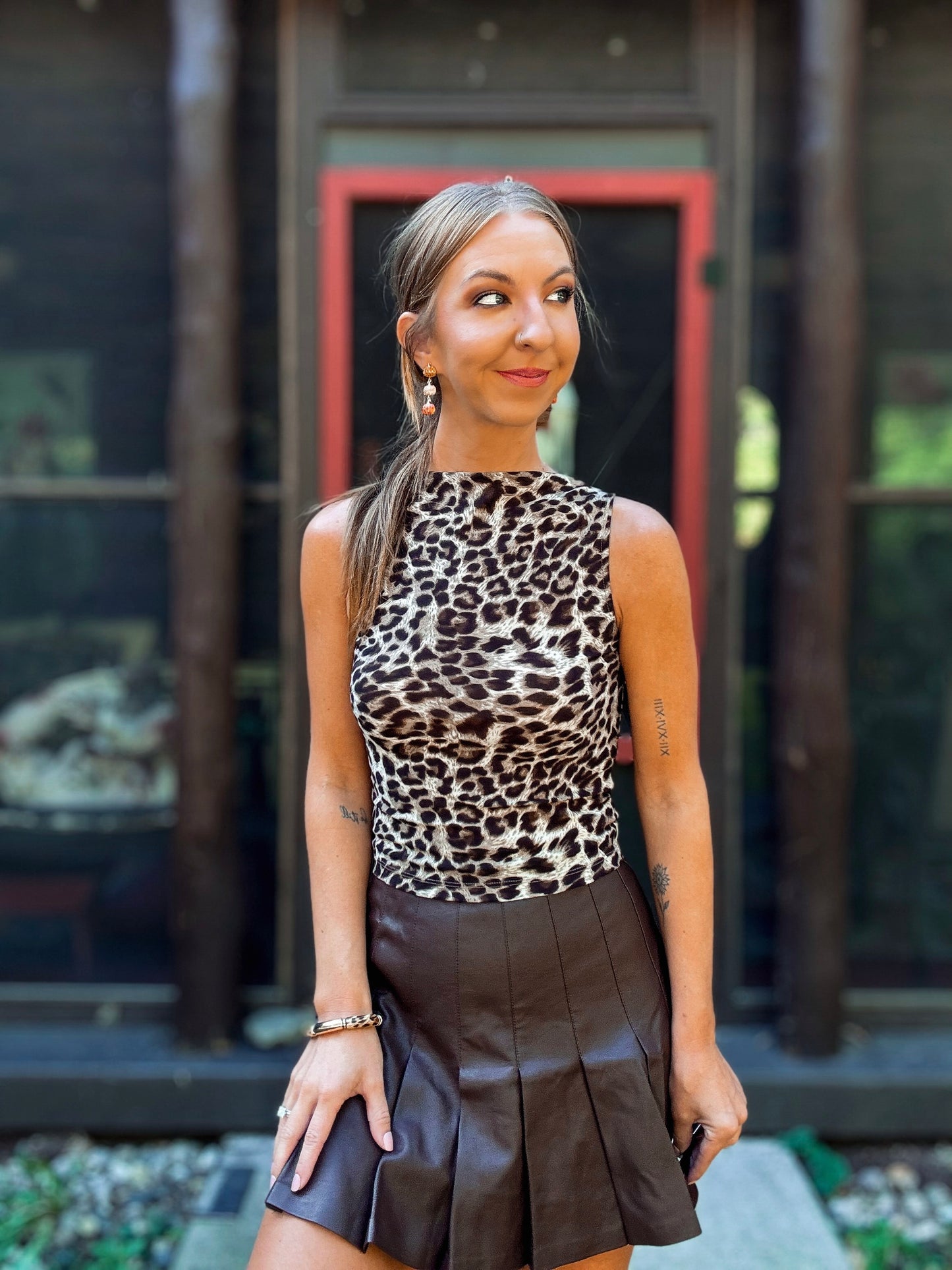 Faux Leather Flare Skirt