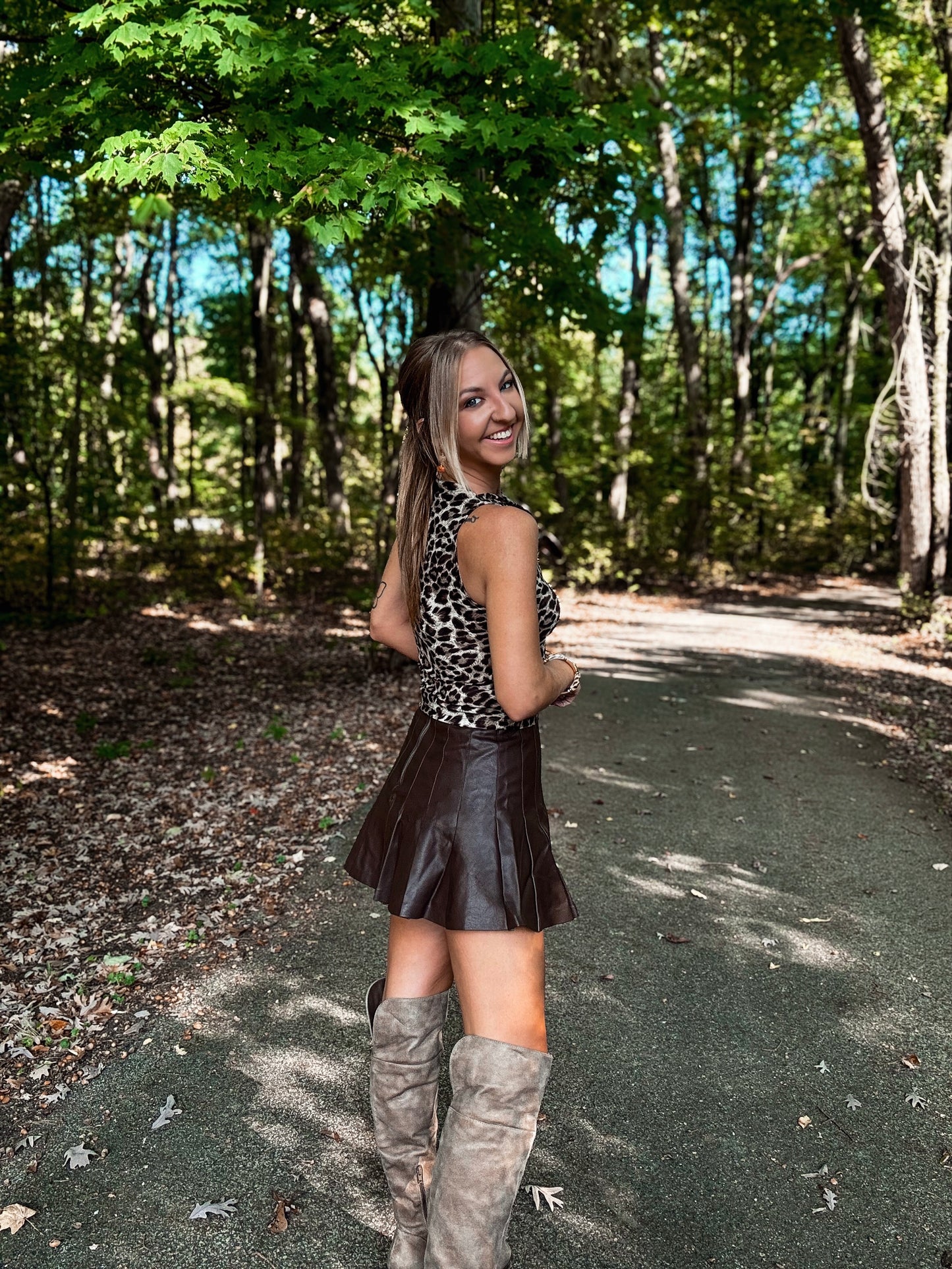 Faux Leather Flare Skirt