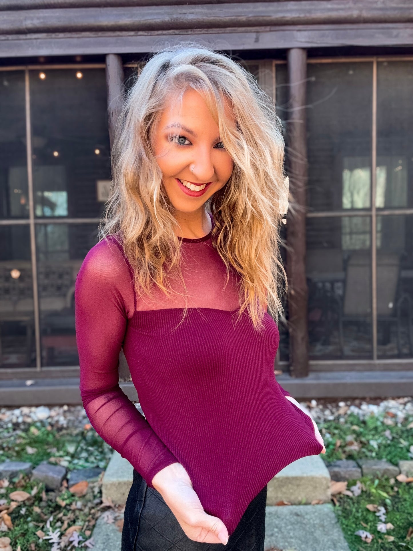 Shadow Play Mesh Top